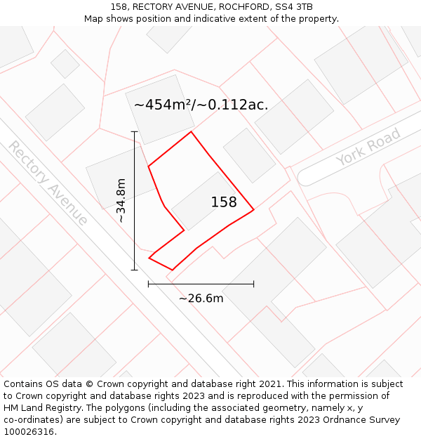 158, RECTORY AVENUE, ROCHFORD, SS4 3TB: Plot and title map