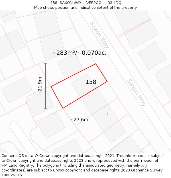 158, SAXON WAY, LIVERPOOL, L33 4DQ: Plot and title map