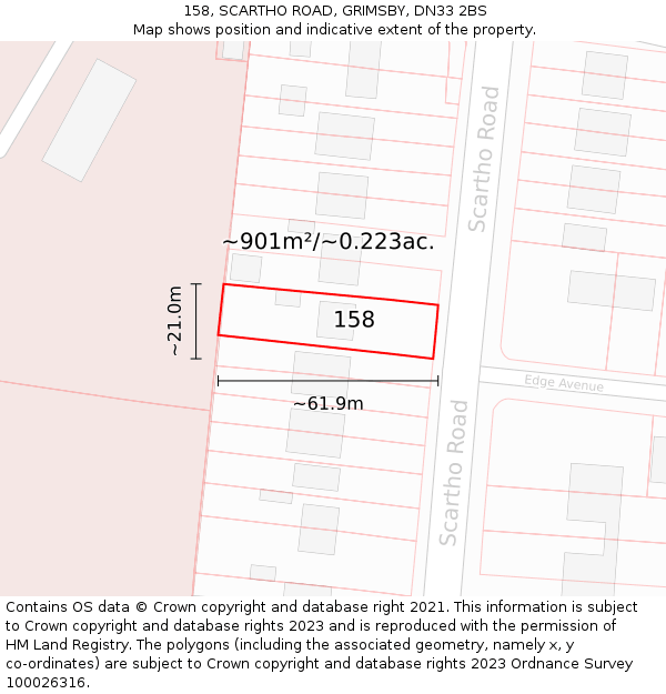 158, SCARTHO ROAD, GRIMSBY, DN33 2BS: Plot and title map