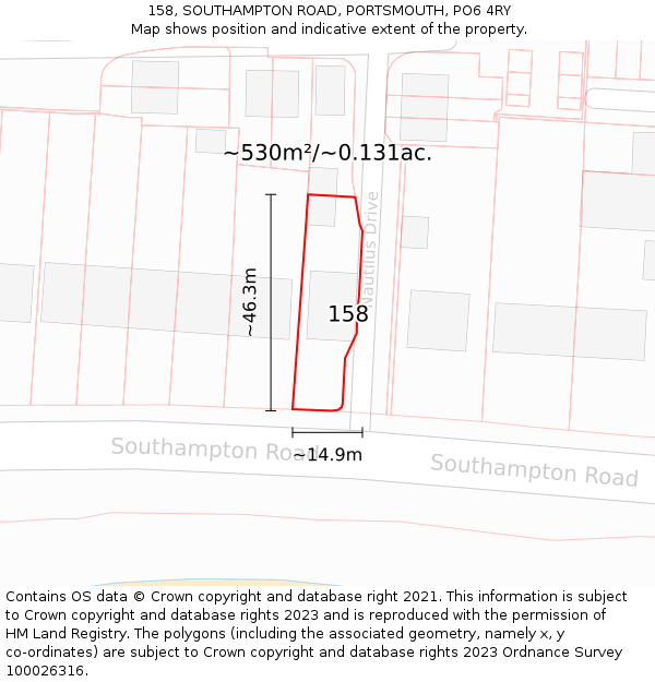 158, SOUTHAMPTON ROAD, PORTSMOUTH, PO6 4RY: Plot and title map