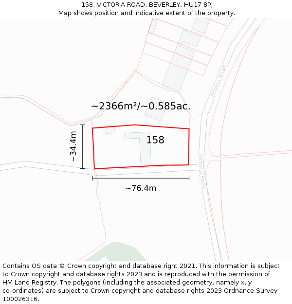 158, VICTORIA ROAD, BEVERLEY, HU17 8PJ: Plot and title map