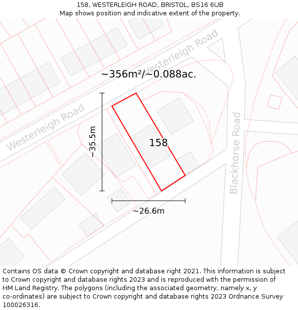 158, WESTERLEIGH ROAD, BRISTOL, BS16 6UB: Plot and title map