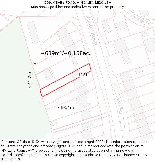 159, ASHBY ROAD, HINCKLEY, LE10 1SH: Plot and title map