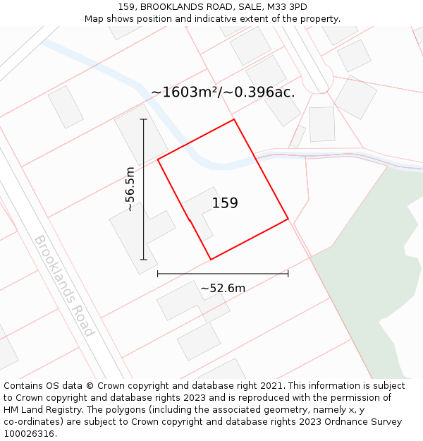 159, BROOKLANDS ROAD, SALE, M33 3PD: Plot and title map