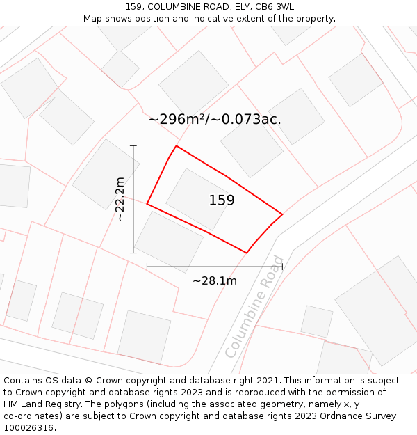 159, COLUMBINE ROAD, ELY, CB6 3WL: Plot and title map