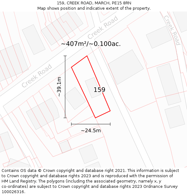 159, CREEK ROAD, MARCH, PE15 8RN: Plot and title map