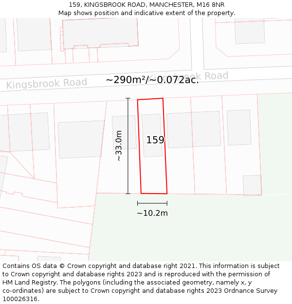 159, KINGSBROOK ROAD, MANCHESTER, M16 8NR: Plot and title map