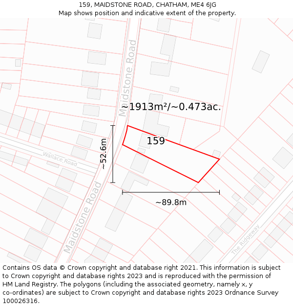 159, MAIDSTONE ROAD, CHATHAM, ME4 6JG: Plot and title map