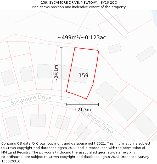 159, SYCAMORE DRIVE, NEWTOWN, SY16 2QQ: Plot and title map