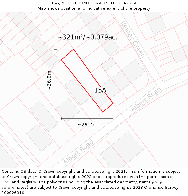 15A, ALBERT ROAD, BRACKNELL, RG42 2AG: Plot and title map