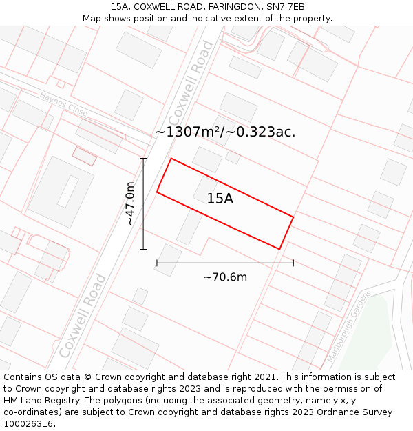 15A, COXWELL ROAD, FARINGDON, SN7 7EB: Plot and title map