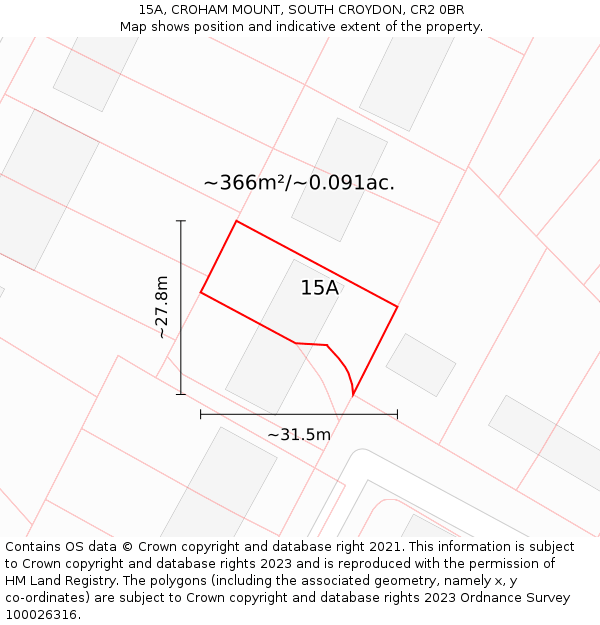 15A, CROHAM MOUNT, SOUTH CROYDON, CR2 0BR: Plot and title map