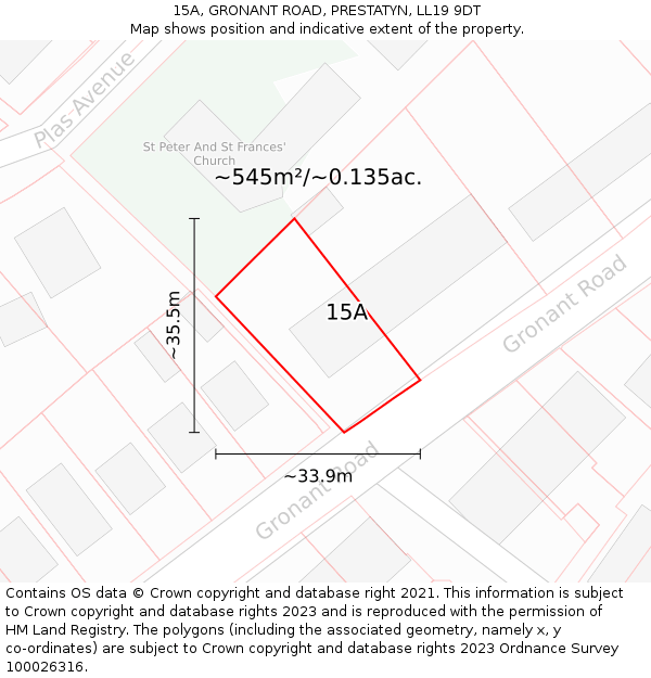 15A, GRONANT ROAD, PRESTATYN, LL19 9DT: Plot and title map