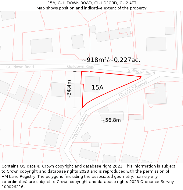 15A, GUILDOWN ROAD, GUILDFORD, GU2 4ET: Plot and title map