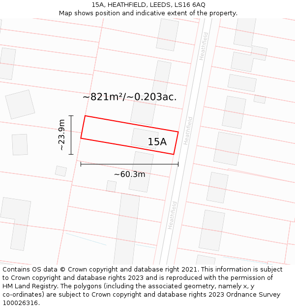 15A, HEATHFIELD, LEEDS, LS16 6AQ: Plot and title map