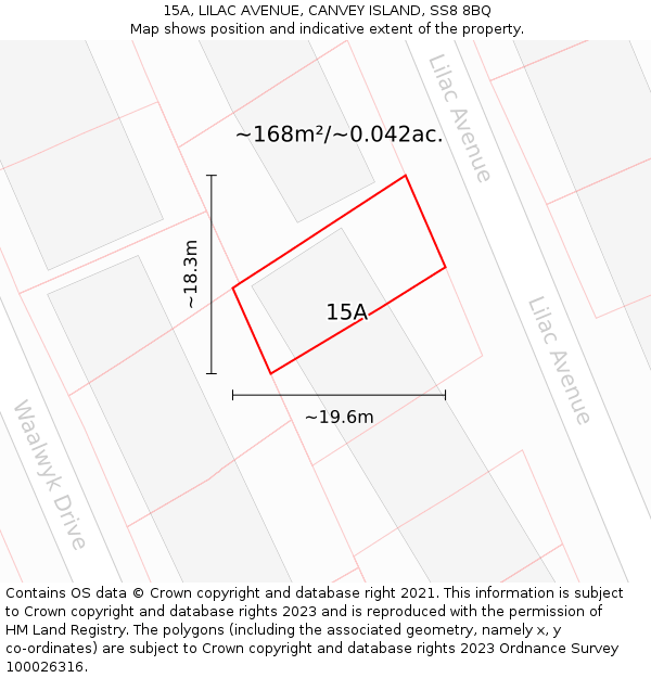 15A, LILAC AVENUE, CANVEY ISLAND, SS8 8BQ: Plot and title map