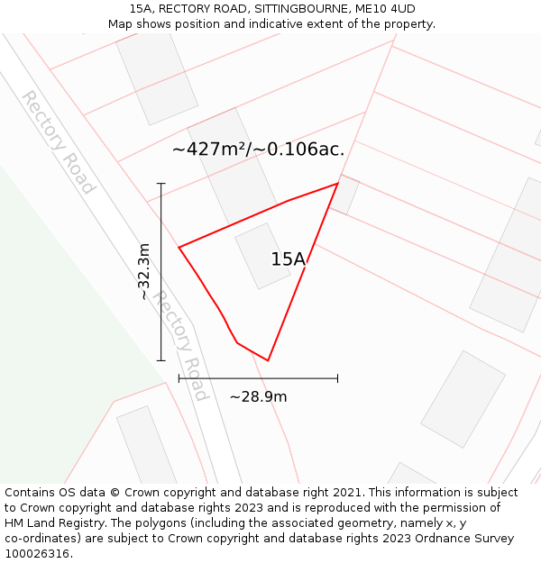 15A, RECTORY ROAD, SITTINGBOURNE, ME10 4UD: Plot and title map