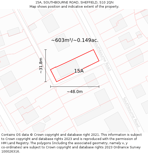 15A, SOUTHBOURNE ROAD, SHEFFIELD, S10 2QN: Plot and title map