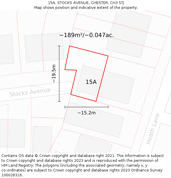 15A, STOCKS AVENUE, CHESTER, CH3 5TJ: Plot and title map