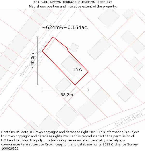 15A, WELLINGTON TERRACE, CLEVEDON, BS21 7PT: Plot and title map