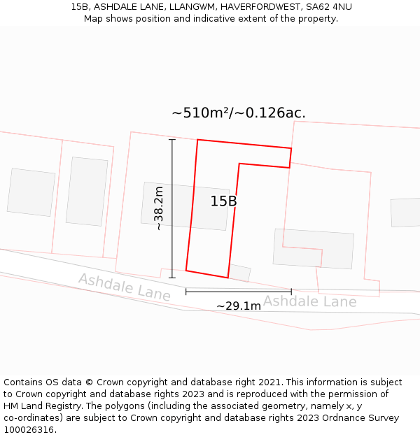 15B, ASHDALE LANE, LLANGWM, HAVERFORDWEST, SA62 4NU: Plot and title map