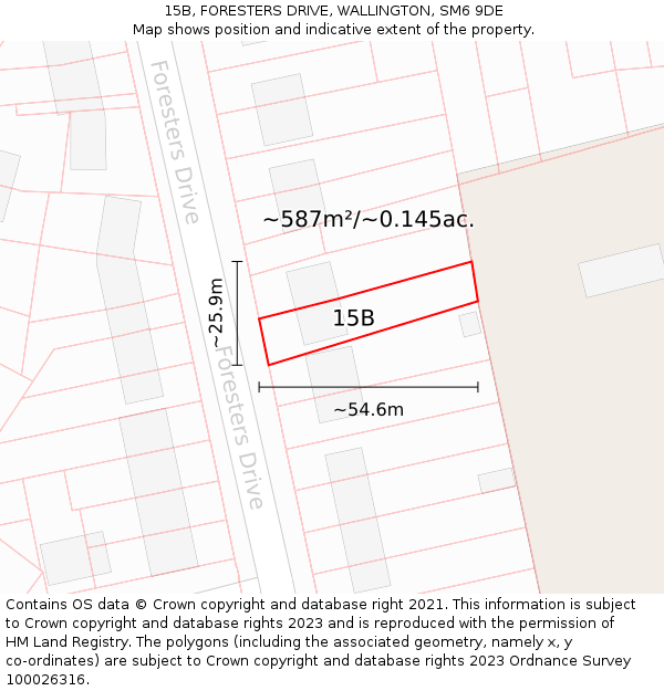 15B, FORESTERS DRIVE, WALLINGTON, SM6 9DE: Plot and title map