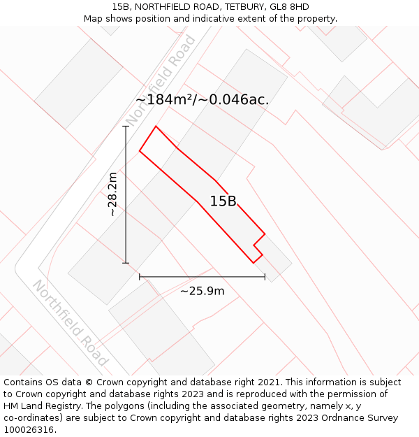 15B, NORTHFIELD ROAD, TETBURY, GL8 8HD: Plot and title map