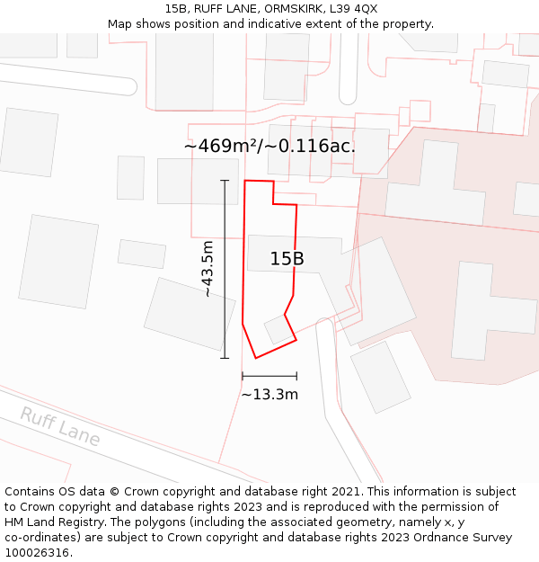 15B, RUFF LANE, ORMSKIRK, L39 4QX: Plot and title map