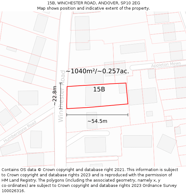 15B, WINCHESTER ROAD, ANDOVER, SP10 2EG: Plot and title map