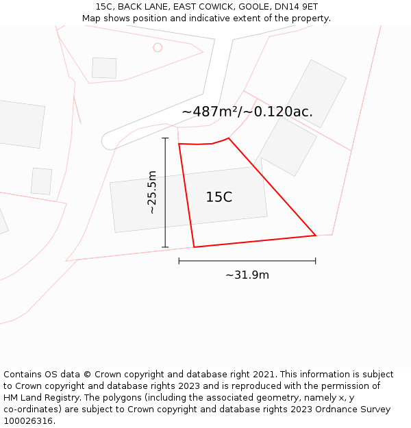 15C, BACK LANE, EAST COWICK, GOOLE, DN14 9ET: Plot and title map