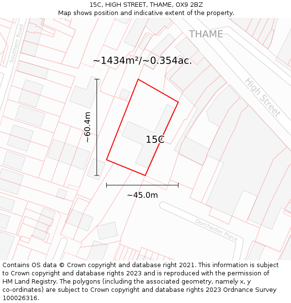 15C, HIGH STREET, THAME, OX9 2BZ: Plot and title map
