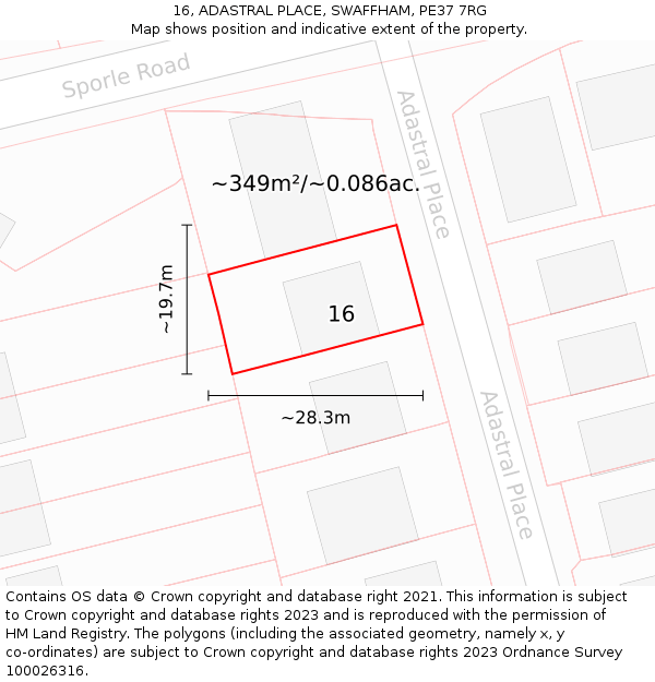 16, ADASTRAL PLACE, SWAFFHAM, PE37 7RG: Plot and title map