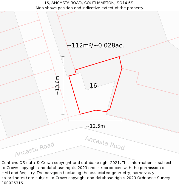 16, ANCASTA ROAD, SOUTHAMPTON, SO14 6SL: Plot and title map