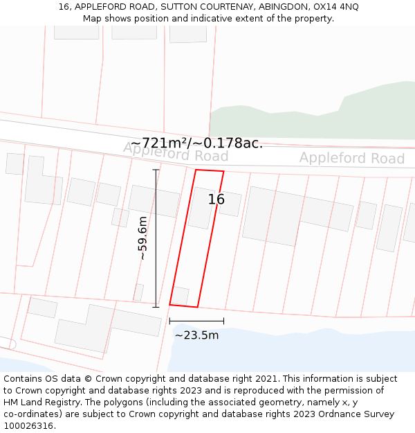 16, APPLEFORD ROAD, SUTTON COURTENAY, ABINGDON, OX14 4NQ: Plot and title map