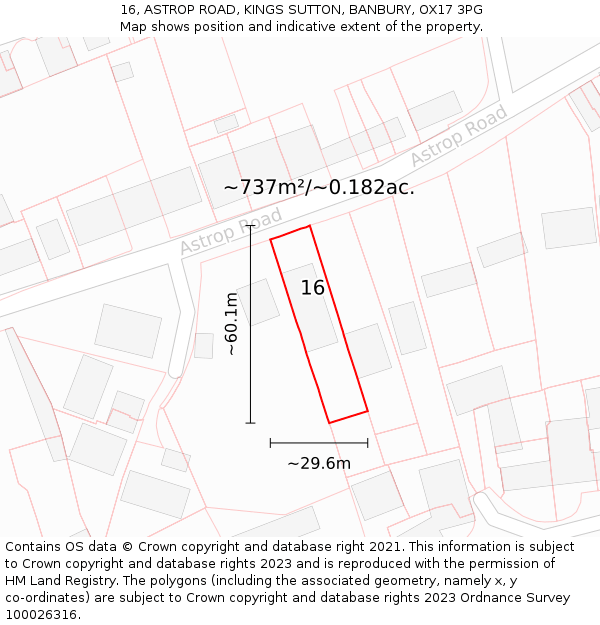 16, ASTROP ROAD, KINGS SUTTON, BANBURY, OX17 3PG: Plot and title map