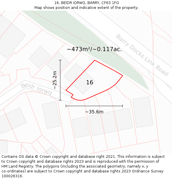 16, BEIDR IORWG, BARRY, CF63 1FG: Plot and title map