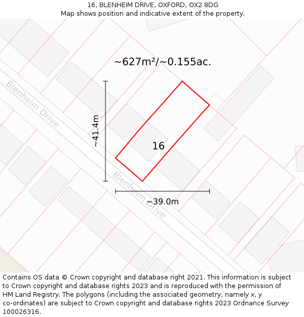 16, BLENHEIM DRIVE, OXFORD, OX2 8DG: Plot and title map