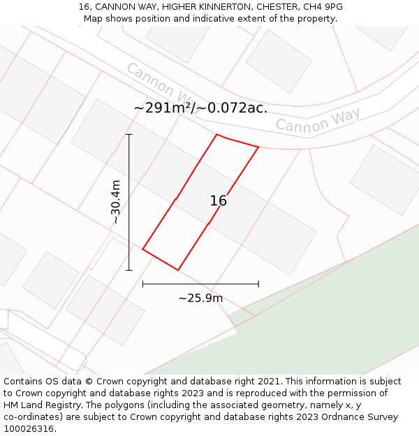 16, CANNON WAY, HIGHER KINNERTON, CHESTER, CH4 9PG: Plot and title map