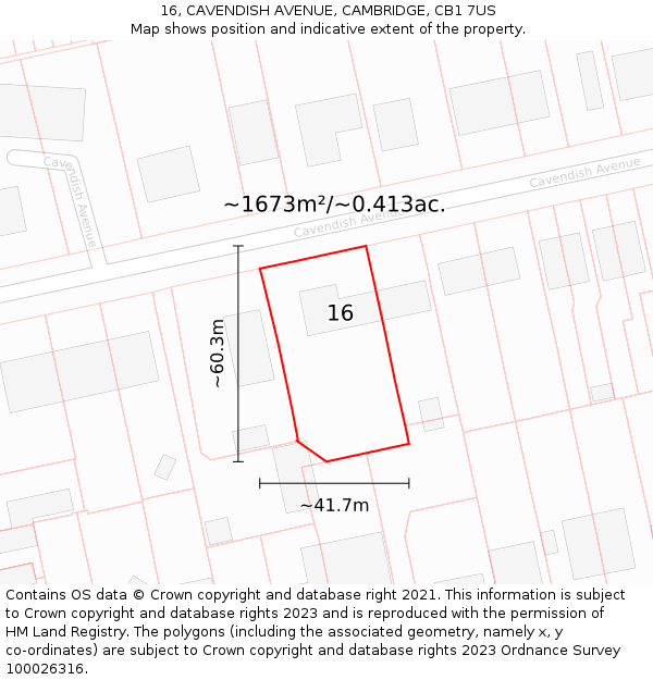 16, CAVENDISH AVENUE, CAMBRIDGE, CB1 7US: Plot and title map