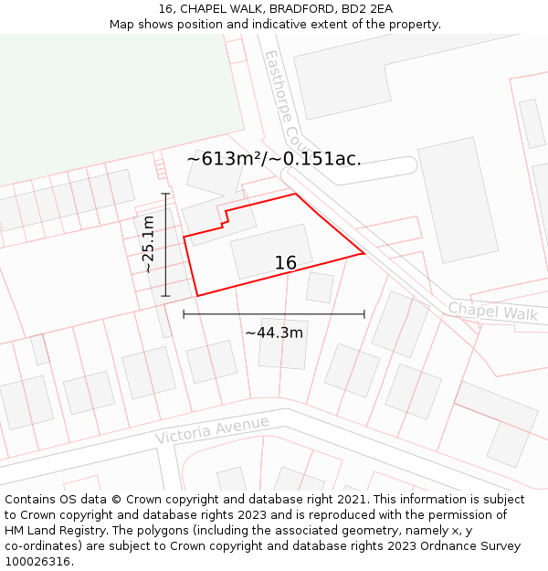 16, CHAPEL WALK, BRADFORD, BD2 2EA: Plot and title map