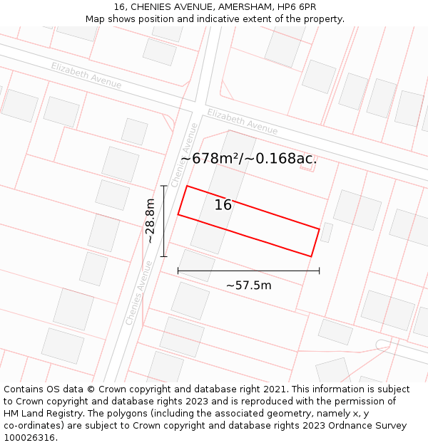 16, CHENIES AVENUE, AMERSHAM, HP6 6PR: Plot and title map