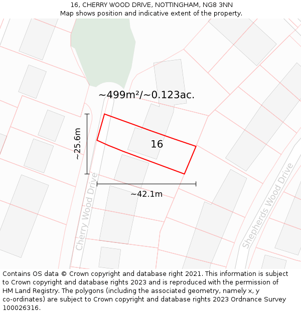 16, CHERRY WOOD DRIVE, NOTTINGHAM, NG8 3NN: Plot and title map