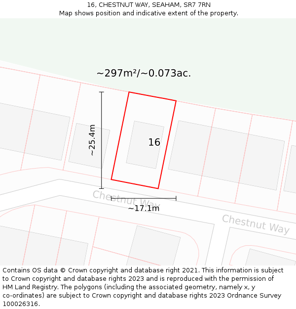 16, CHESTNUT WAY, SEAHAM, SR7 7RN: Plot and title map