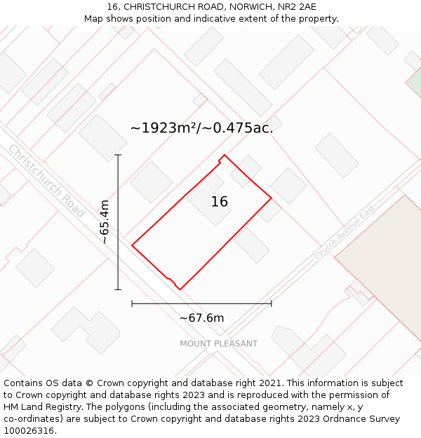 16, CHRISTCHURCH ROAD, NORWICH, NR2 2AE: Plot and title map