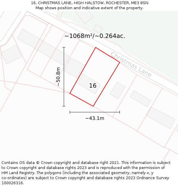 16, CHRISTMAS LANE, HIGH HALSTOW, ROCHESTER, ME3 8SN: Plot and title map