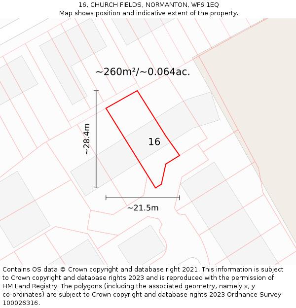 16, CHURCH FIELDS, NORMANTON, WF6 1EQ: Plot and title map