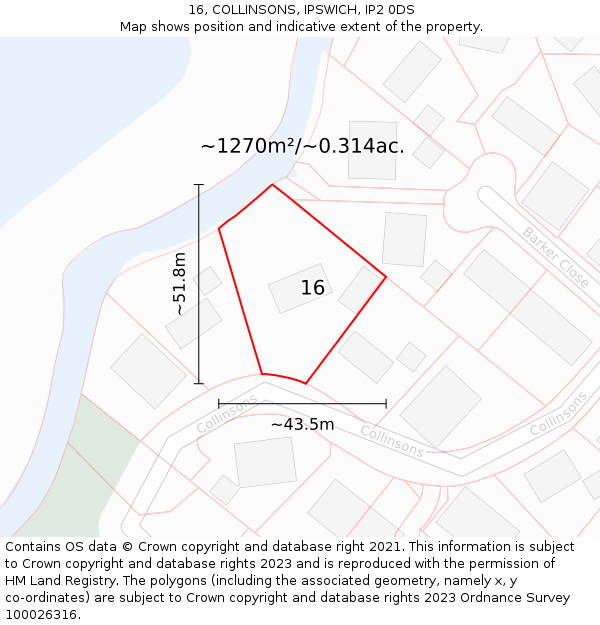 16, COLLINSONS, IPSWICH, IP2 0DS: Plot and title map