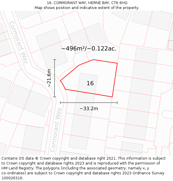 16, CORMORANT WAY, HERNE BAY, CT6 6HG: Plot and title map