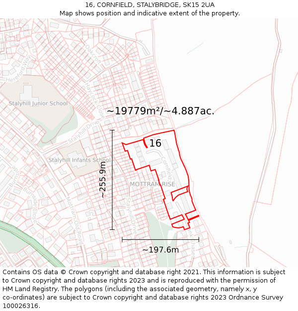 16, CORNFIELD, STALYBRIDGE, SK15 2UA: Plot and title map
