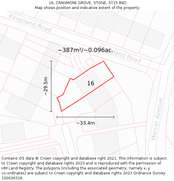 16, CRANMORE GROVE, STONE, ST15 8XD: Plot and title map